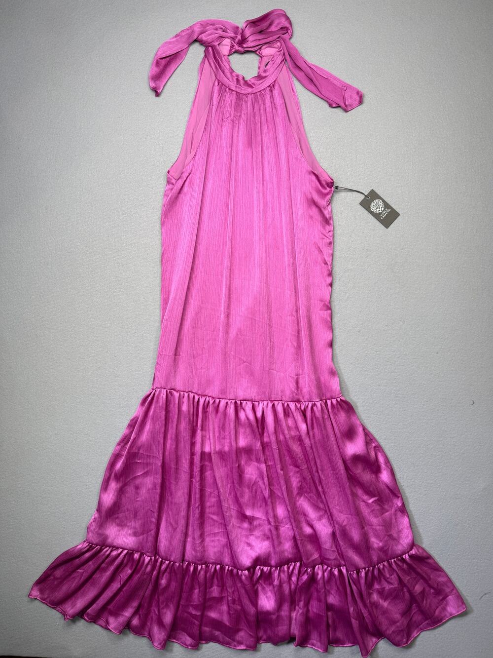 Vince Camuto Women's Tiered Halter-Neck Maxi Dress Violet Blush Large $99